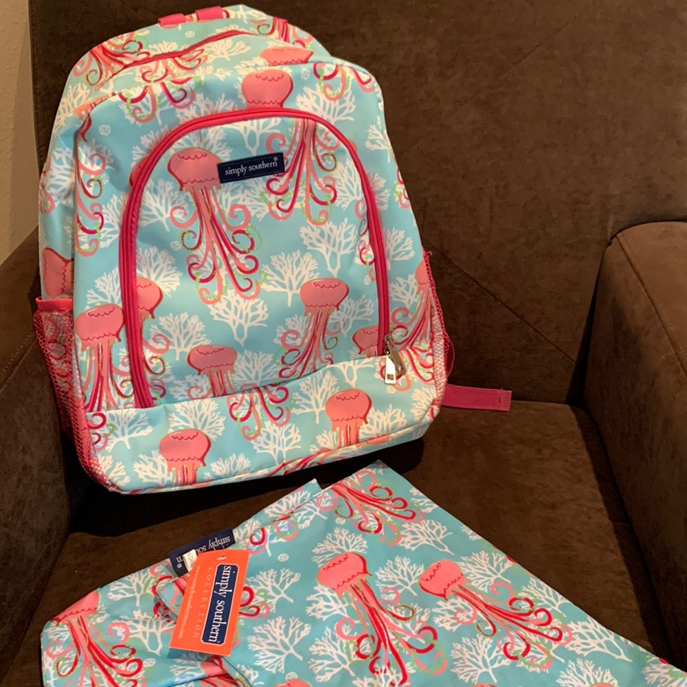 Simply southern backpack and infinity scarf nwt jellyfish print super cute